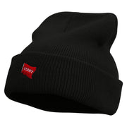 Red Start Flag Embroidered Super Stretch Knit Watch Cap Beanie - Black OSFM