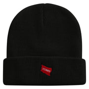 Red Start Flag Embroidered Super Stretch Knit Watch Cap Beanie - Black OSFM