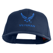 US Air Force Wing with Veteran Embroidered Solid Cotton Cap - Navy OSFM