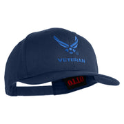 US Air Force Wing with Veteran Embroidered Solid Cotton Cap - Navy OSFM