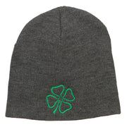 Irish Clover Embroidered Short Beanie