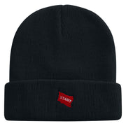 Red Start Flag Embroidered Super Stretch Knit Watch Cap Beanie - Navy OSFM