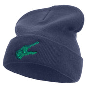 Alligator Embroidered Big Size Acrylic Long Beanies - Navy OSFM