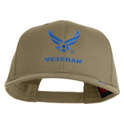US Air Force Wing with Veteran Embroidered Solid Cotton Cap - Khaki OSFM