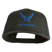 US Air Force Wing with Veteran Embroidered Solid Cotton Cap - Charcoal OSFM