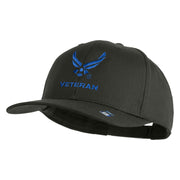 US Air Force Wing with Veteran Embroidered Solid Cotton Cap - Charcoal OSFM