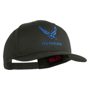 US Air Force Wing with Veteran Embroidered Solid Cotton Cap - Charcoal OSFM