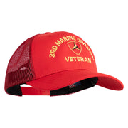 3rd Marine Division Veteran Embroidered 6 Panel Structured Cotton Twill Mesh Cap Made in USA - Red OSFM