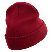 Beared Dragon Embroidered 12 Inch Long Knitted Beanie - Maroon OSFM