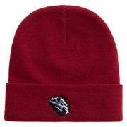 Beared Dragon Embroidered 12 Inch Long Knitted Beanie - Maroon OSFM