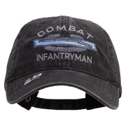 Licensed Combat Infantryman Embroidered Washed Solid Pigment Dyed Cotton Twill Brass Buckle Cap - Black OSFM