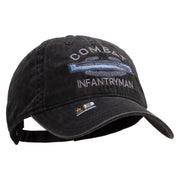 Licensed Combat Infantryman Embroidered Washed Solid Pigment Dyed Cotton Twill Brass Buckle Cap - Black OSFM