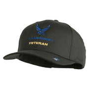 US Air Force Veteran with Wing Embroidered Solid Cotton Cap - Charcoal OSFM