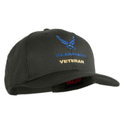 US Air Force Veteran with Wing Embroidered Solid Cotton Cap - Charcoal OSFM