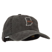 Indiana with Map Outline Embroidered Washed Cotton Twill Cap