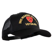 3rd Marine Division Veteran Embroidered 6 Panel Structured Cotton Twill Mesh Cap Made in USA - Black OSFM
