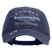 Licensed Combat Infantryman Embroidered Washed Solid Pigment Dyed Cotton Twill Brass Buckle Cap - Navy OSFM