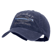 Licensed Combat Infantryman Embroidered Washed Solid Pigment Dyed Cotton Twill Brass Buckle Cap - Navy OSFM
