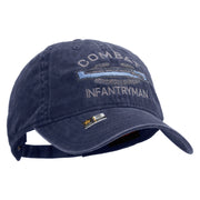 Licensed Combat Infantryman Embroidered Washed Solid Pigment Dyed Cotton Twill Brass Buckle Cap - Navy OSFM