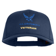 US Air Force Veteran with Wing Embroidered Solid Cotton Cap - Navy OSFM