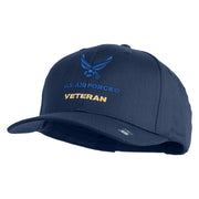 US Air Force Veteran with Wing Embroidered Solid Cotton Cap - Navy OSFM