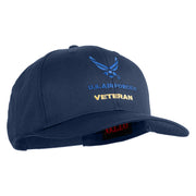US Air Force Veteran with Wing Embroidered Solid Cotton Cap - Navy OSFM