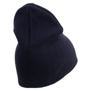 Licensed US Army Veteran Military Embroidered 8 Inch Solid Knit Short Beanie Made in USA - Navy OSFM