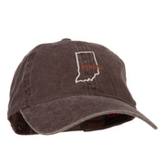 Indiana with Map Outline Embroidered Washed Cotton Twill Cap