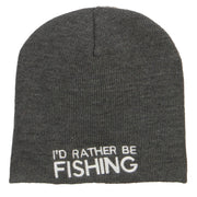 I'd Rather Be Fishing Embroidered Short Beanie