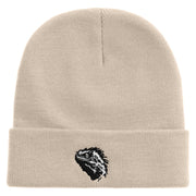 Beared Dragon Embroidered 12 Inch Long Knitted Beanie - Birch OSFM