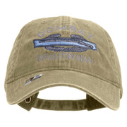 Licensed Combat Infantryman Embroidered Washed Solid Pigment Dyed Cotton Twill Brass Buckle Cap - Khaki OSFM