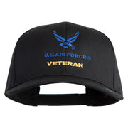 US Air Force Veteran with Wing Embroidered Solid Cotton Cap - Black OSFM