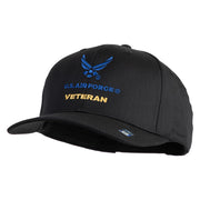 US Air Force Veteran with Wing Embroidered Solid Cotton Cap - Black OSFM