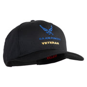 US Air Force Veteran with Wing Embroidered Solid Cotton Cap - Black OSFM