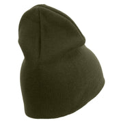 Licensed US Army Veteran Military Embroidered 8 Inch Solid Knit Short Beanie Made in USA - Olive OSFM
