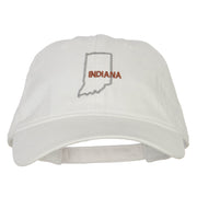 Indiana with Map Outline Embroidered Washed Cotton Twill Cap