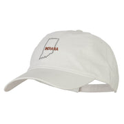 Indiana with Map Outline Embroidered Washed Cotton Twill Cap