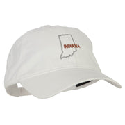 Indiana with Map Outline Embroidered Washed Cotton Twill Cap