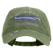 Licensed Combat Infantryman Embroidered Washed Solid Pigment Dyed Cotton Twill Brass Buckle Cap - Olive OSFM