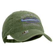 Licensed Combat Infantryman Embroidered Washed Solid Pigment Dyed Cotton Twill Brass Buckle Cap - Olive OSFM