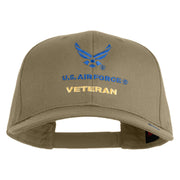 US Air Force Veteran with Wing Embroidered Solid Cotton Cap - Khaki OSFM