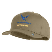 US Air Force Veteran with Wing Embroidered Solid Cotton Cap - Khaki OSFM