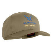 US Air Force Veteran with Wing Embroidered Solid Cotton Cap - Khaki OSFM