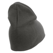 Licensed US Army Veteran Military Embroidered 8 Inch Solid Knit Short Beanie Made in USA - Charcoal OSFM