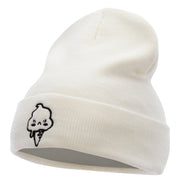 Angry Ice Cream Embroidered 12 Inch Long Kintted Beanie