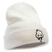 Angry Ice Cream Embroidered 12 Inch Long Kintted Beanie