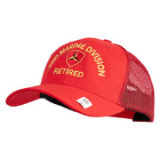 3rd Marine Division Retired Embroidered 6 Panel Structured Cotton Twill Mesh Cap Made in USA - Red OSFM