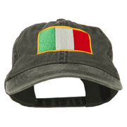 Italy Flag Embroidered Washed Cotton Twill Cap