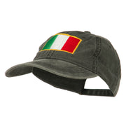 Italy Flag Embroidered Washed Cotton Twill Cap