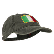 Italy Flag Embroidered Washed Cotton Twill Cap